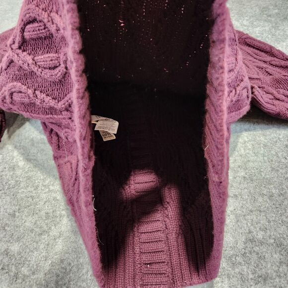 LL Bean Women M Medium Wool Blend Shawl Chunky Cableknit Button Cardigan Sweater - Picture 12 of 13